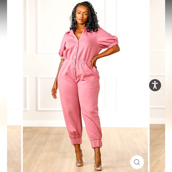 J Brooks Boutique Pants - J BROOKS ARLEY SURPLICE BACK JUMPSUIT - OLD ROSE, 3XL